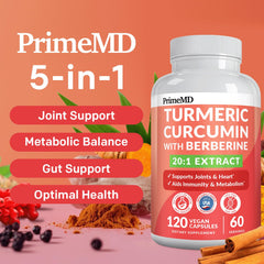 PrimeMD Berberine capsules ready for daily gut and heart balance.
