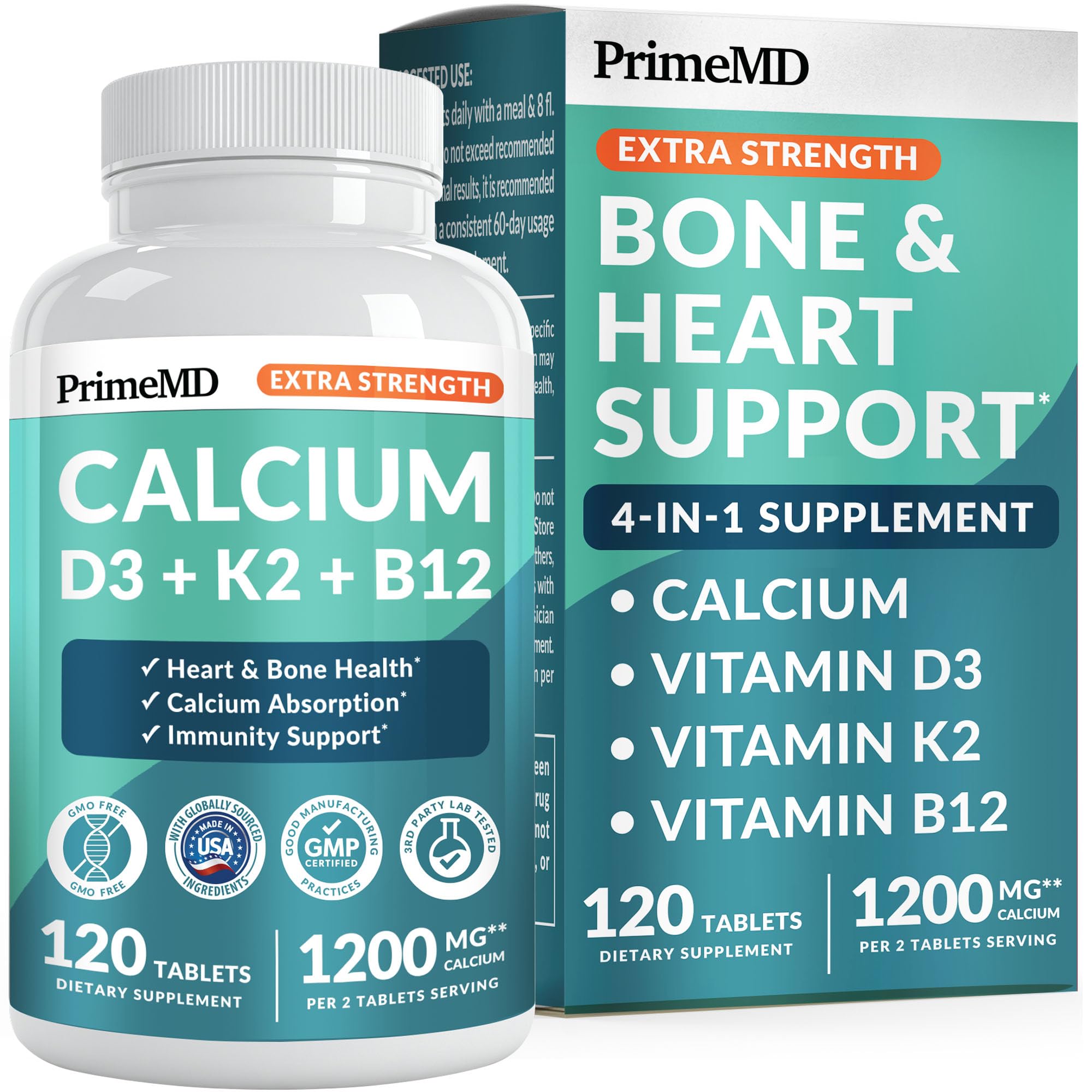 PrimeMD Calcium 1200mg bottle for daily calcium support.