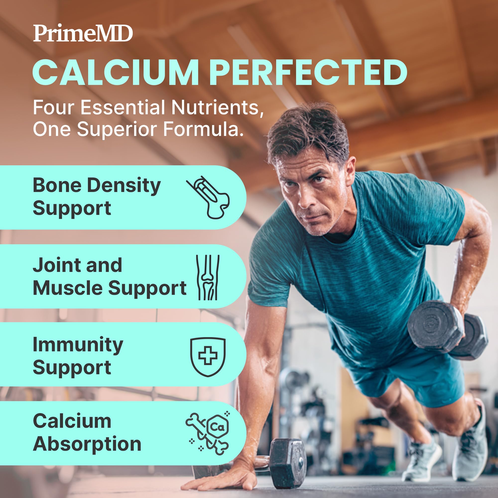 PrimeMD dosage shot showing two capsules taken with a meal.