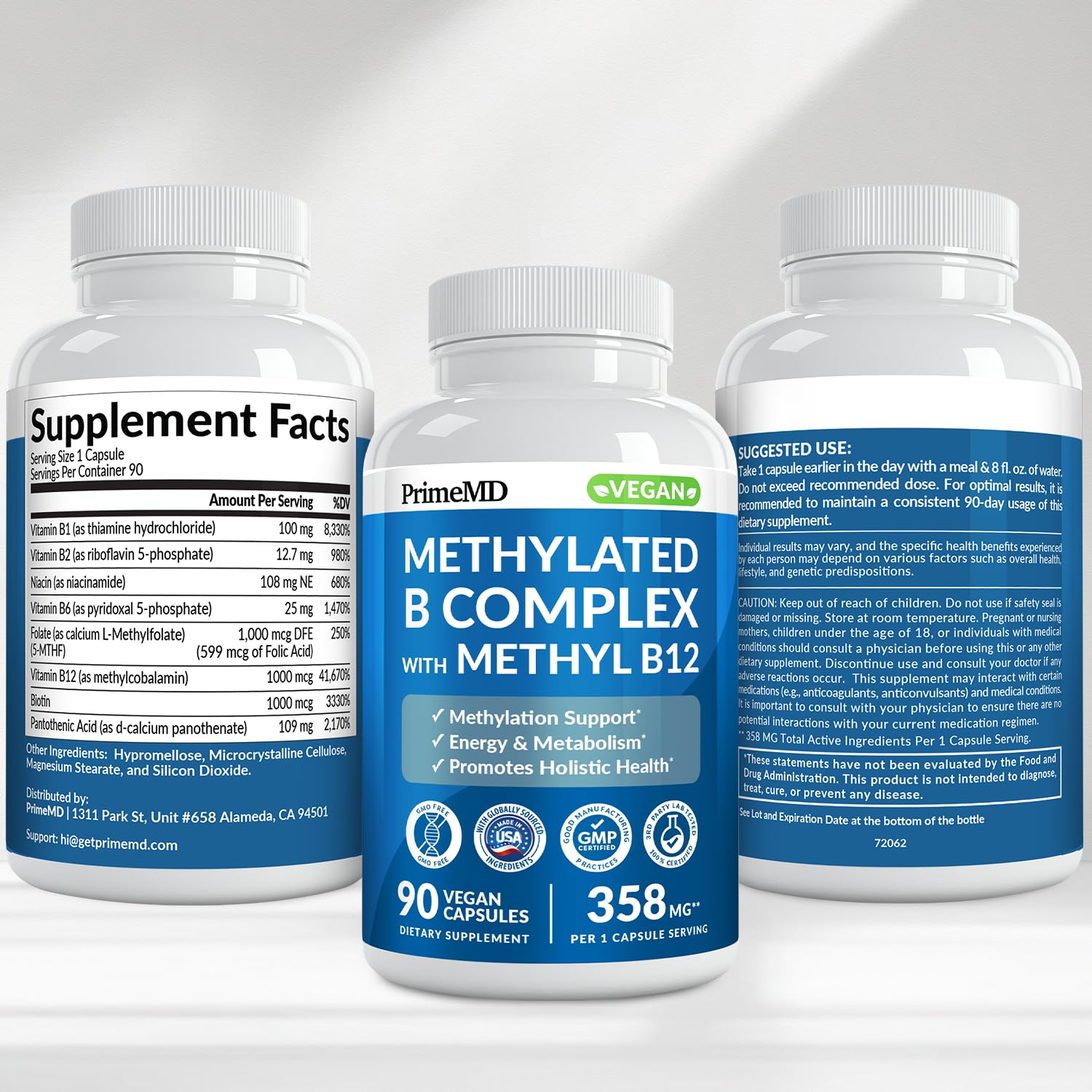 Graphic of PrimeMD Methylated B Complex active vitamins and methylfolate B12.