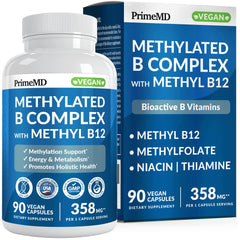 PrimeMD Methylated B Complex bottle with capsules for daily energy support.