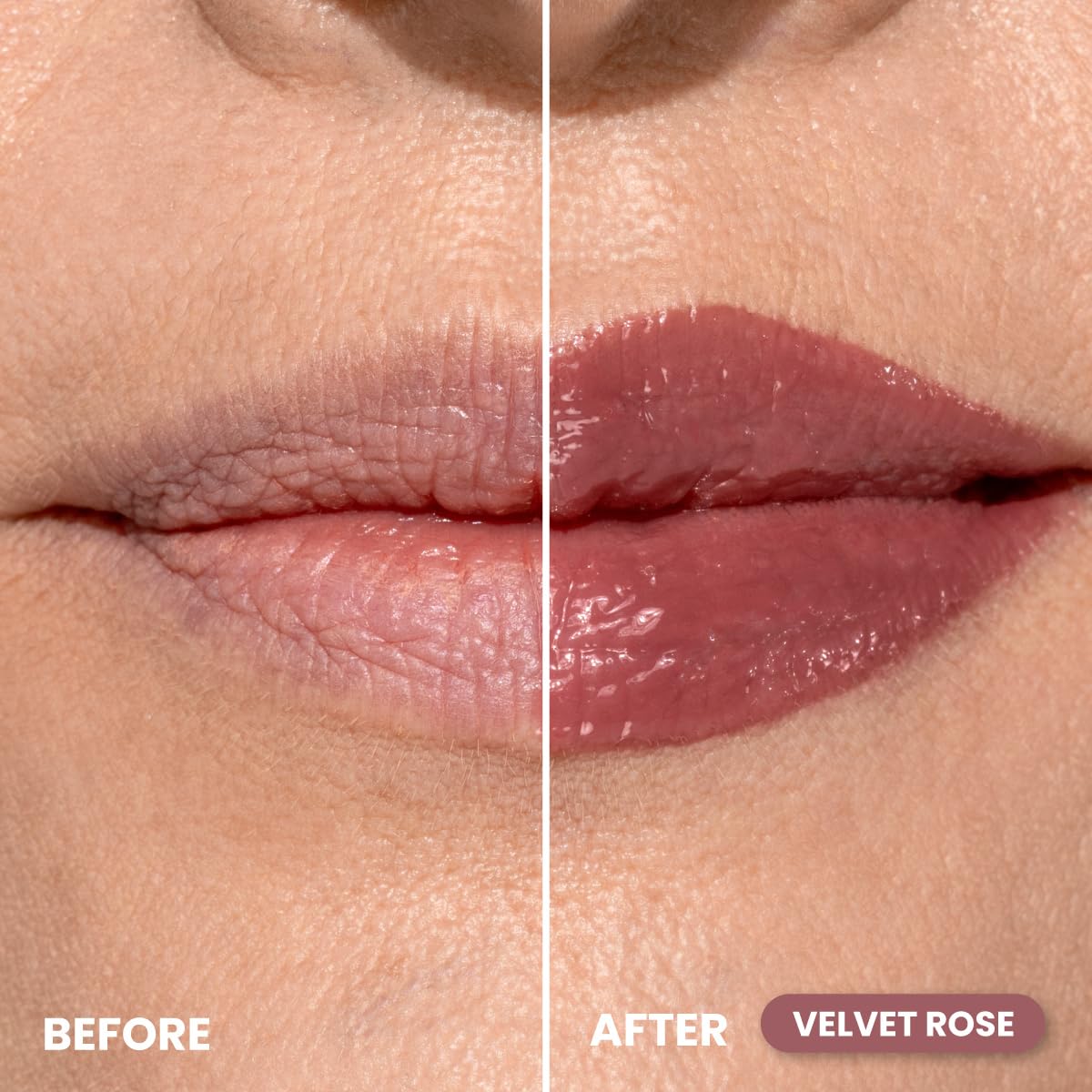 Close-up texture of PrimeLip balm reveals creamy, non-sticky feel