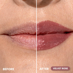 Close-up texture of PrimeLip balm reveals creamy, non-sticky feel