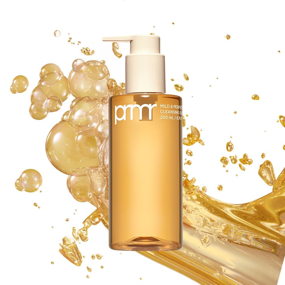 Primera PRMR Oil To Foam Cleanser bottle demonstrating makeup removal and cleansing benefits