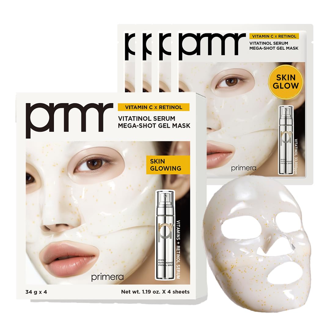 Primera PRMR Vitatinol Serum Gel Mask pack close-up highlighting hydration and pore care.