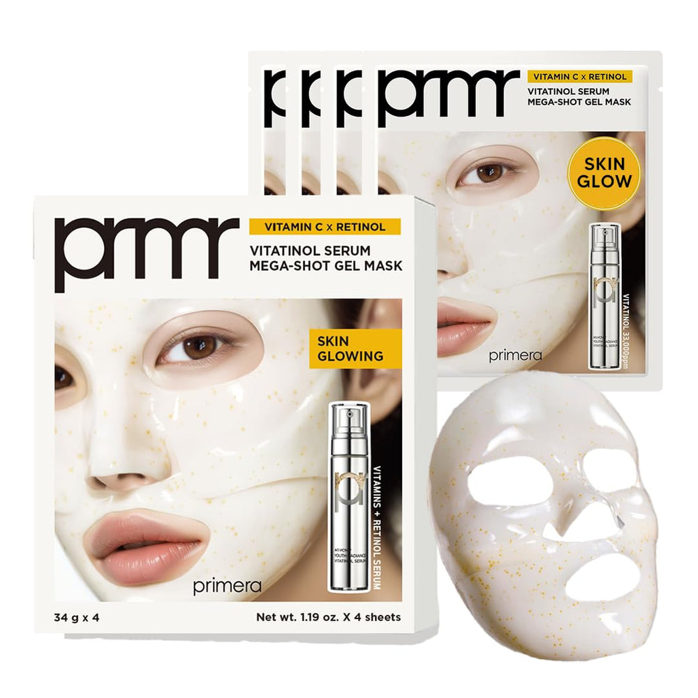 Primera PRMR Vitatinol Serum Gel Mask pack close-up highlighting hydration and pore care.