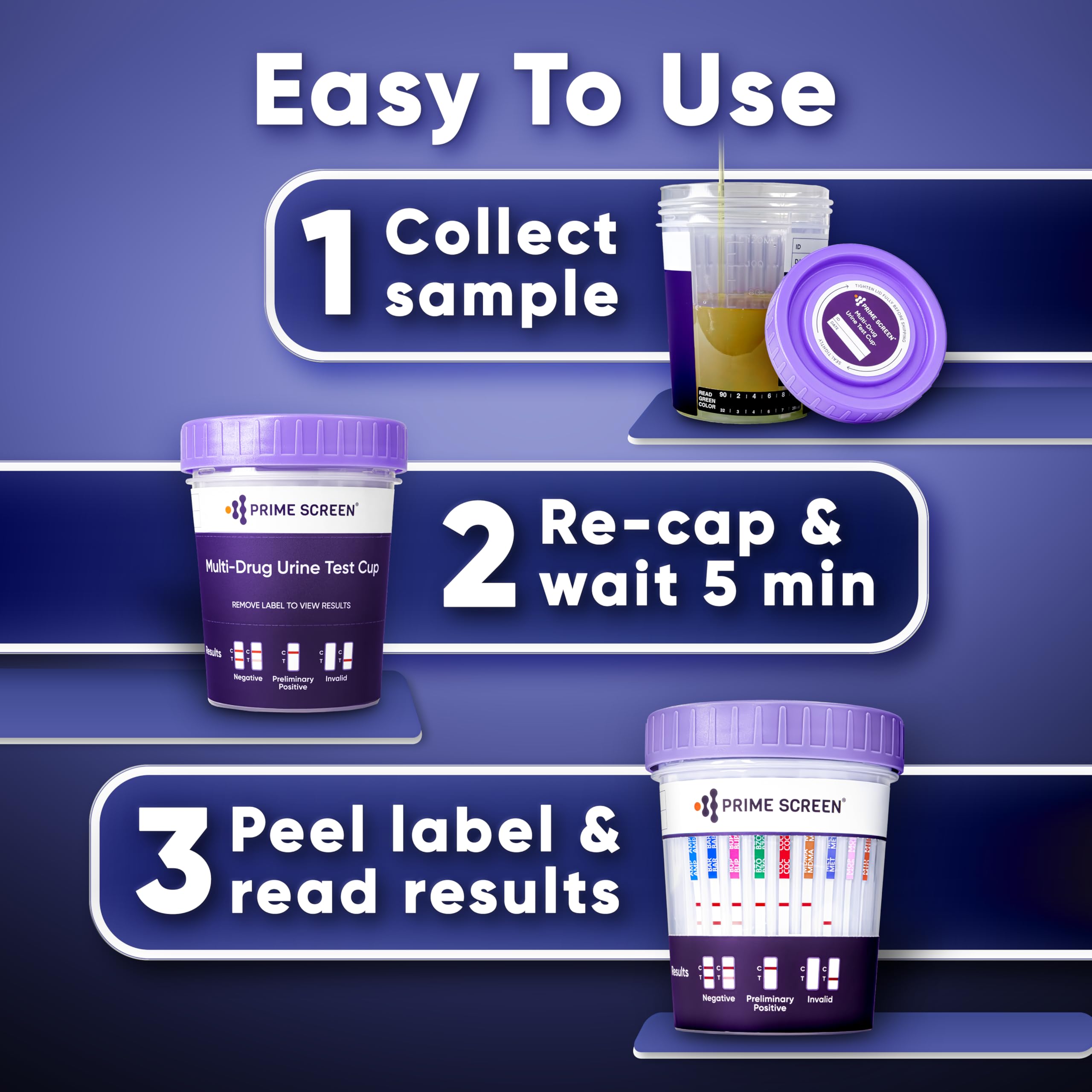 Prime Screen test cap removed showing sample collection.