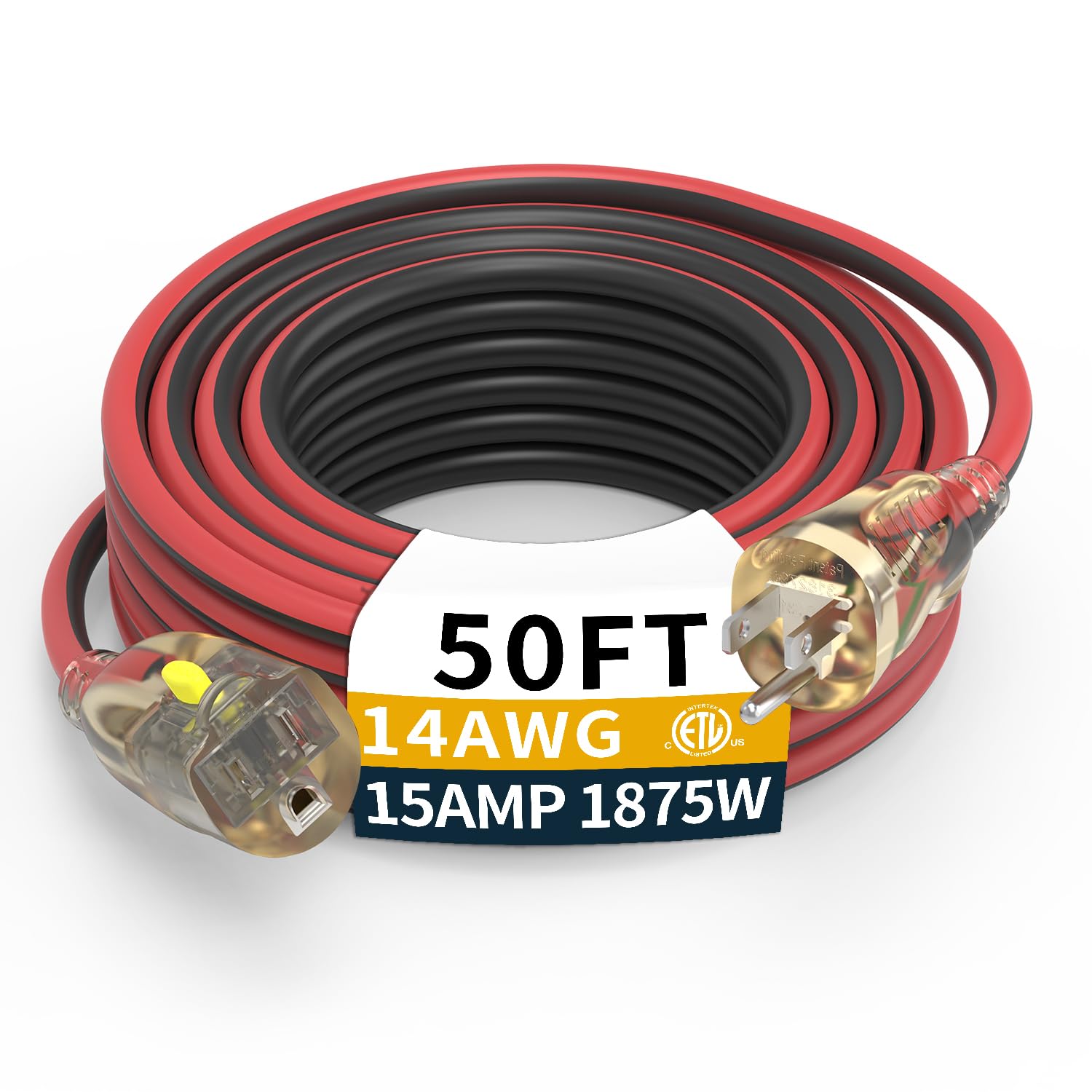 PRIMOWIRE 50FT extension cord in use for outdoor lighting and equipment