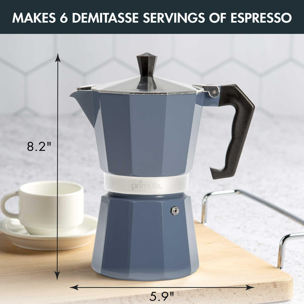 Primula Classic Moka Pot on stovetop ready to brew café-quality espresso at home