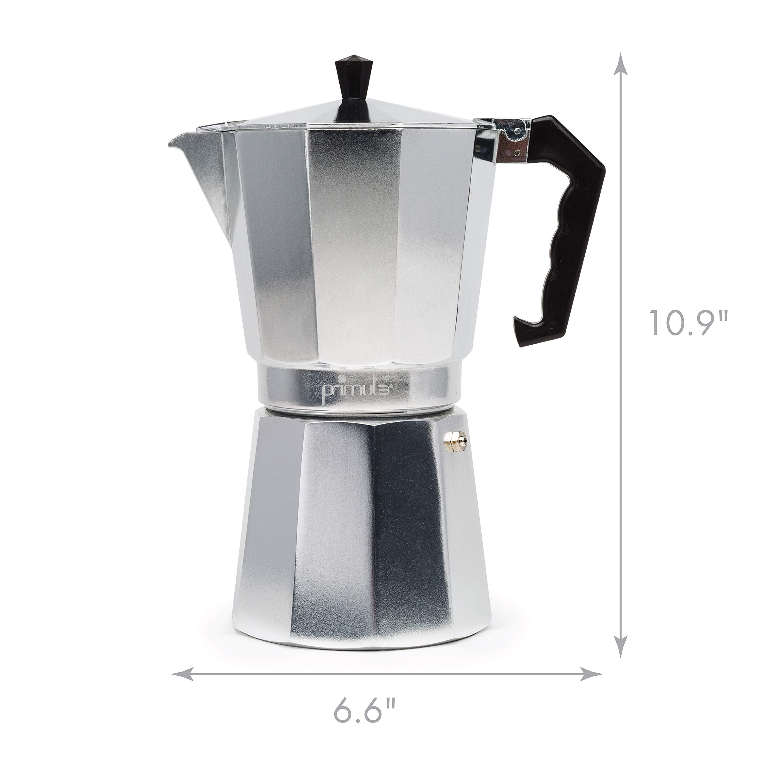 Primula Classic safety-release valve ensures controlled pressure during brew.