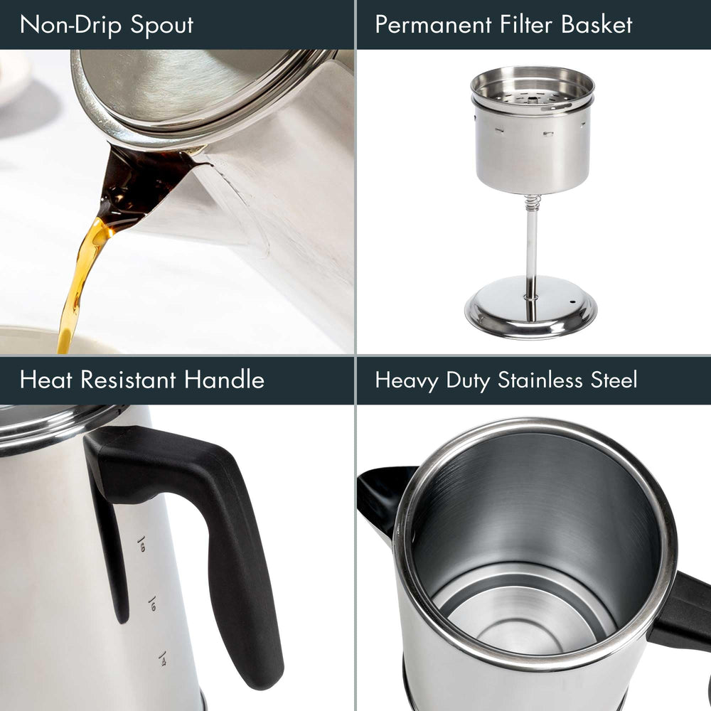 Heat-resistant handle prevents burns during pouring.