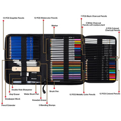 PRINA 76 Pack Drawing Set pencils array highlighting color variety for shading