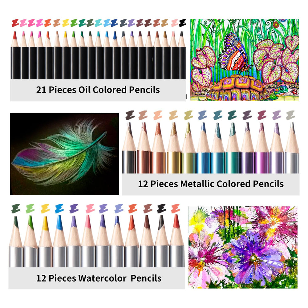 PRINA oil-based colored pencils create smooth layers for bold accents.