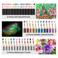 PRINA oil-based colored pencils create smooth layers for bold accents.