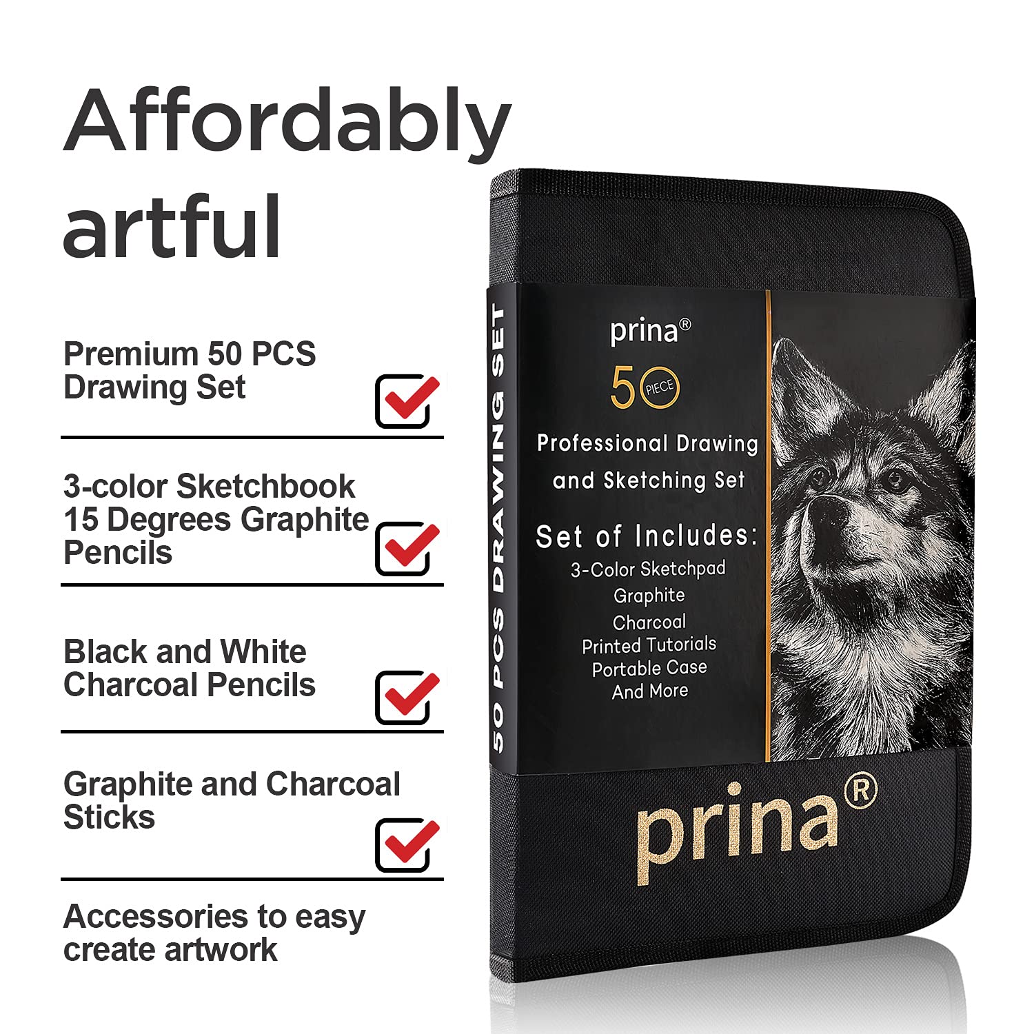 PRINA dog drawing tutorial guide supports beginners starting with shading and structure
