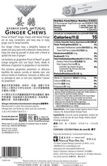 Prince of Peace Blood Orange Ginger Chews back pack showing ingredients and natural ginger