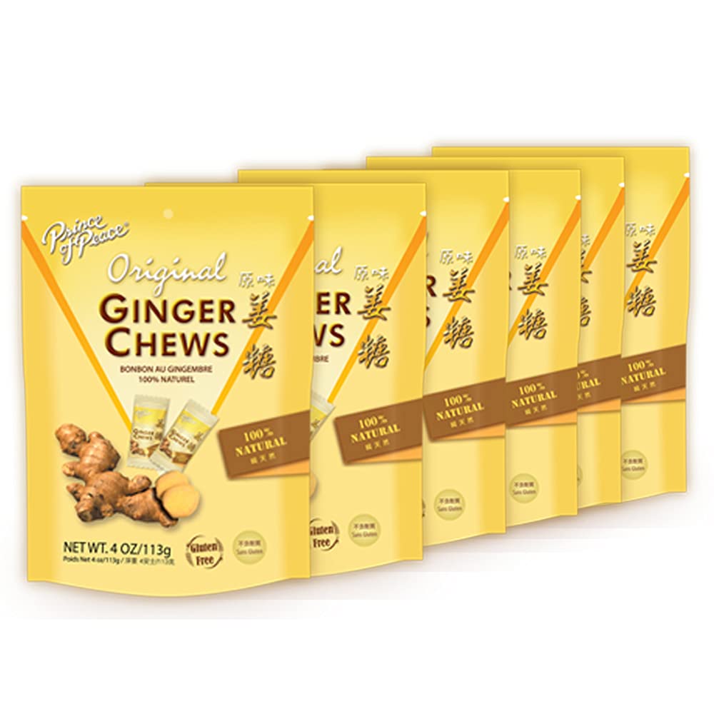Prince of Peace Original Ginger Chews in a convenient on-the-go bag, 4 oz.
