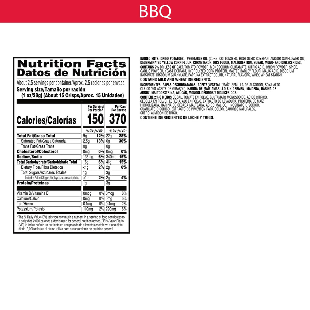 Pringles BBQ crisp stack close-up emphasizes tangy flavor for snack moments