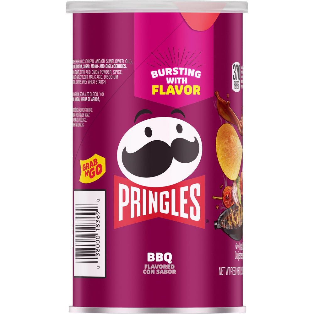Pringles BBQ label on can communicates familiar flavor story