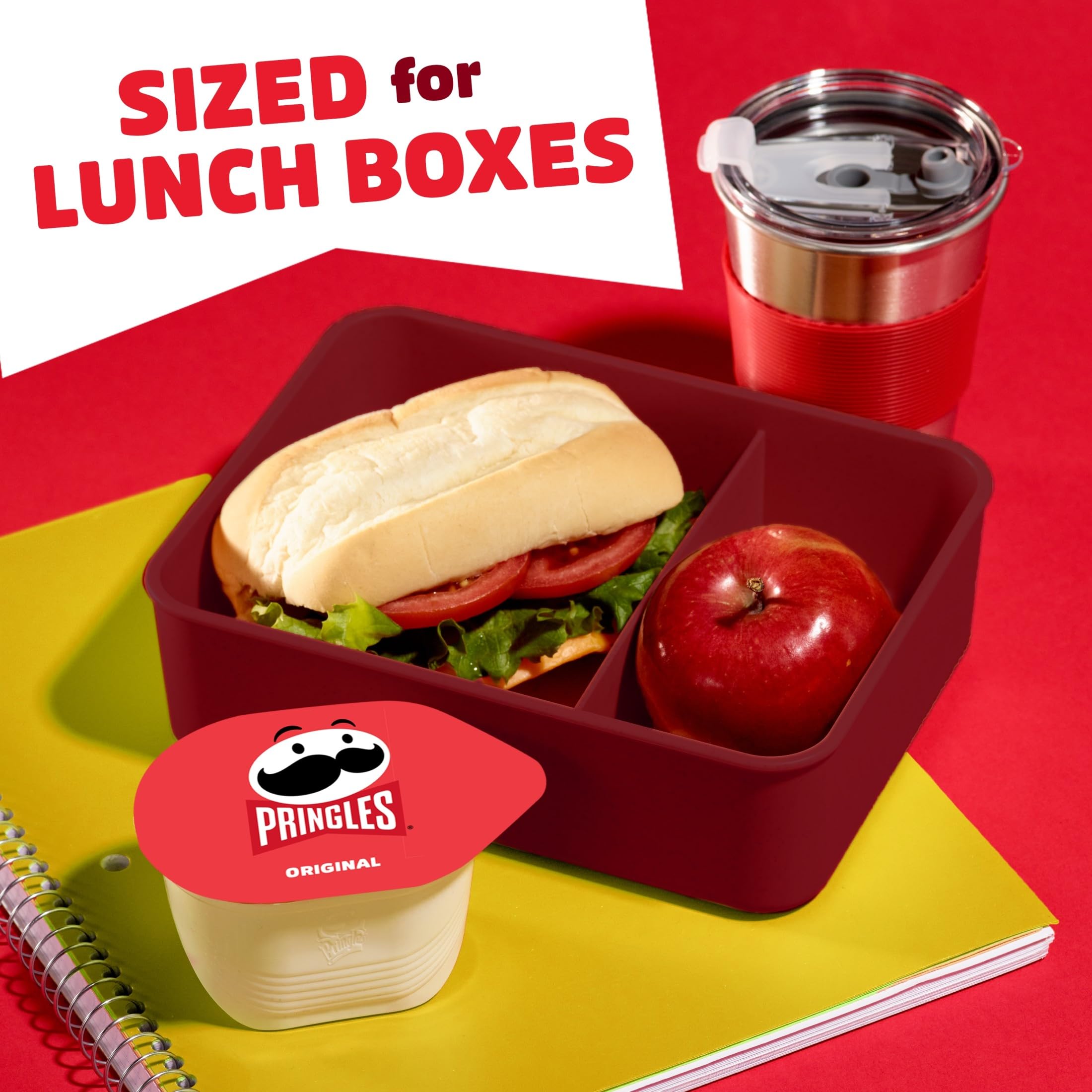Pringles box with cups illustrates convenient bulk snack for gatherings.