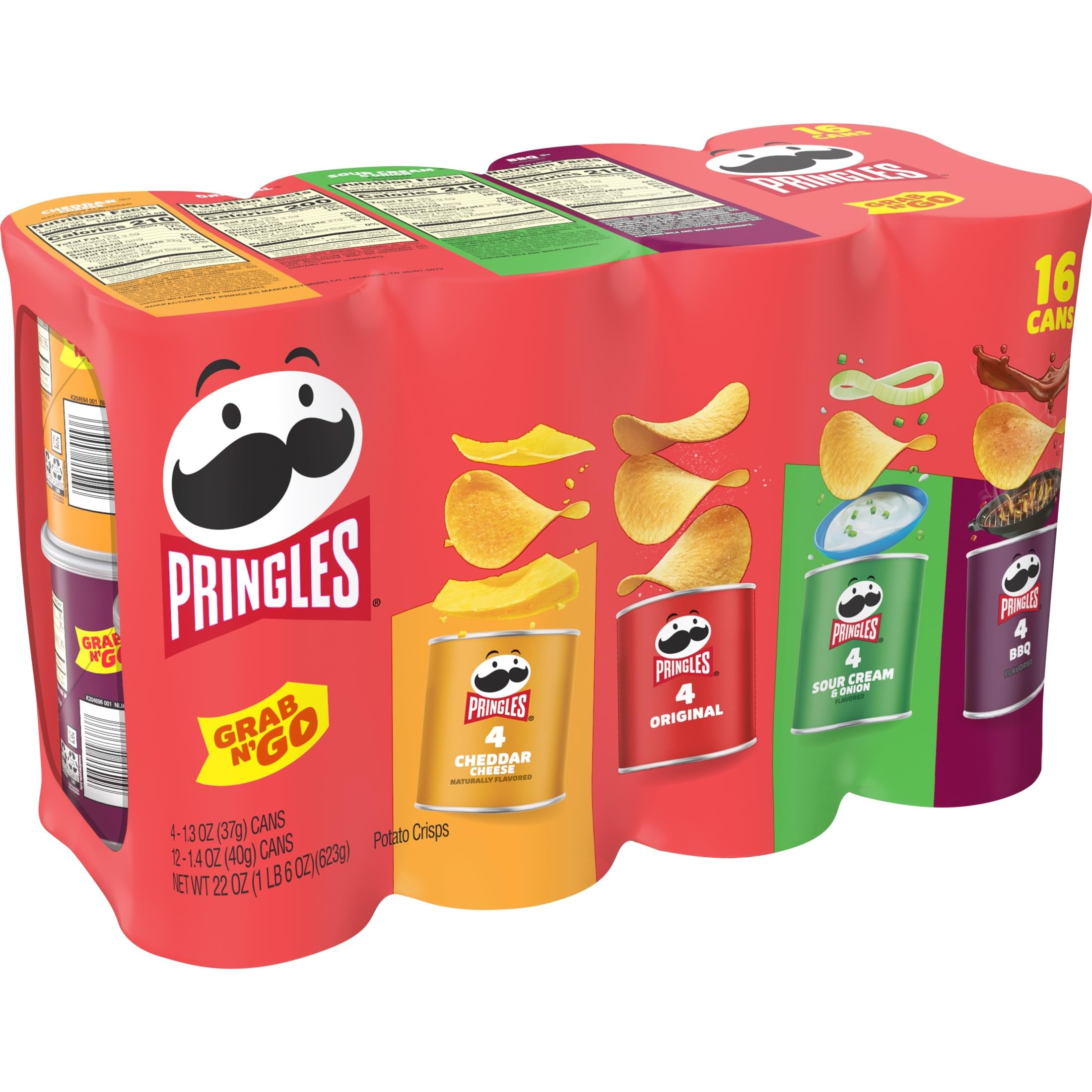 Office desk snack moment with Pringles can
