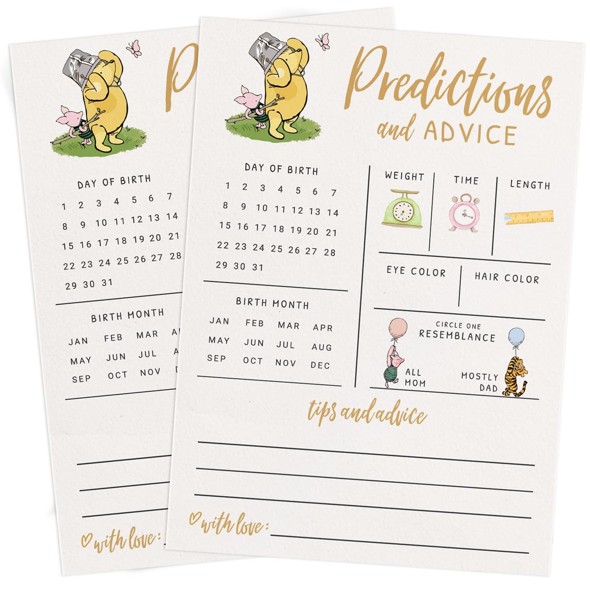 Printed Party Pooh cards closeup artwork invites thoughtful messages from guests