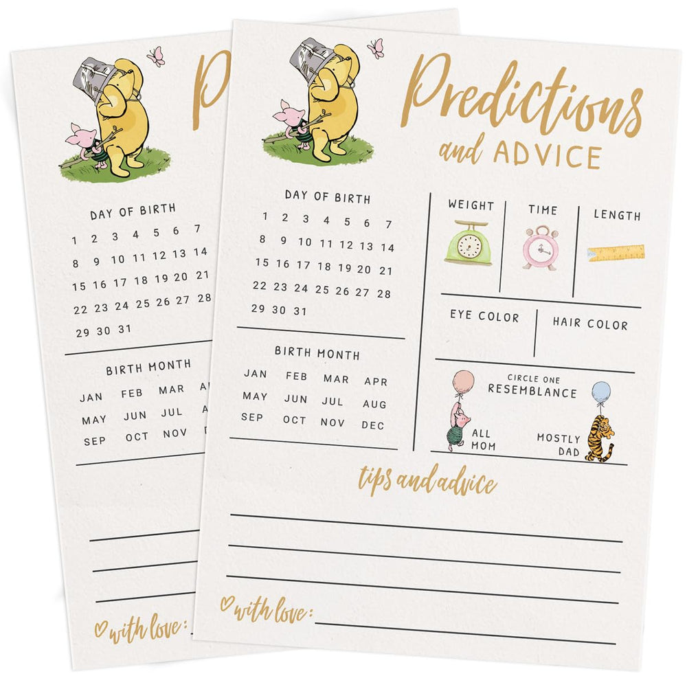 Printed Party Pooh cards closeup artwork invites thoughtful messages from guests