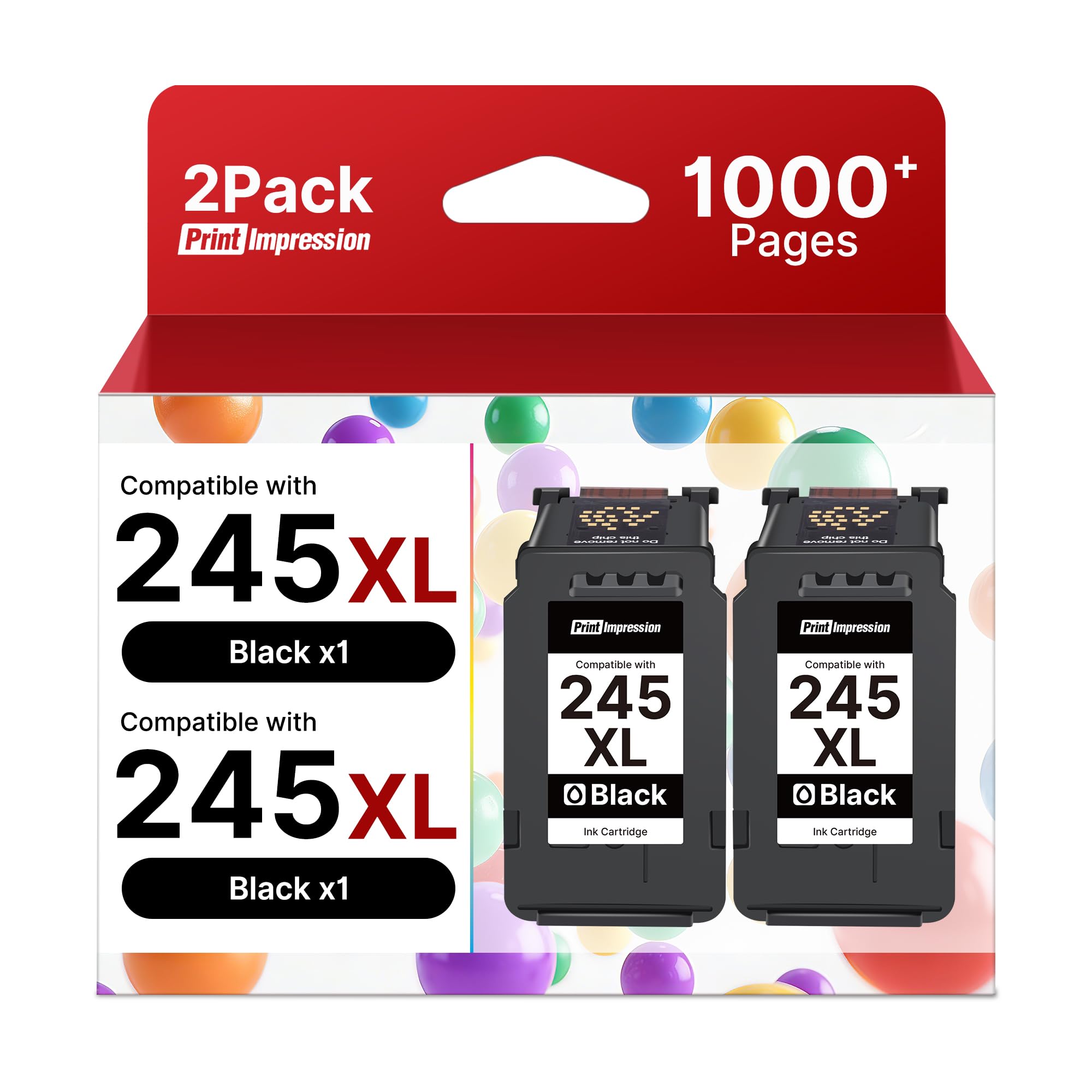 PrintImpression 245XL black cartridge front view for crisp, consistent prints.