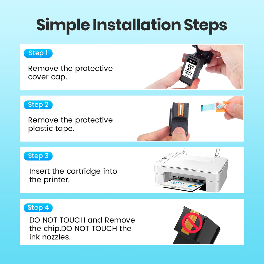 PrintImpression installation tips illustrating quick cartridge replacement.