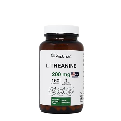PRISTINE'S L-Theanine 200mg bottle for a calming daily ritual