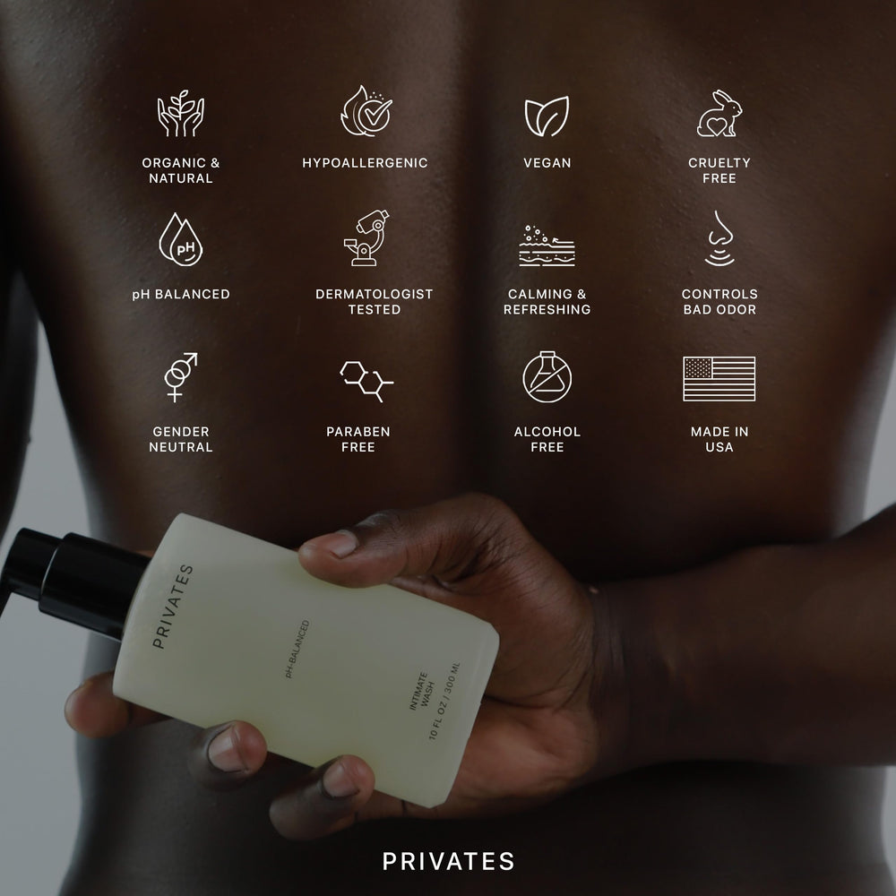 PRIVATES fragrance-free formula label communicates fragrance-free hygiene and comfort.