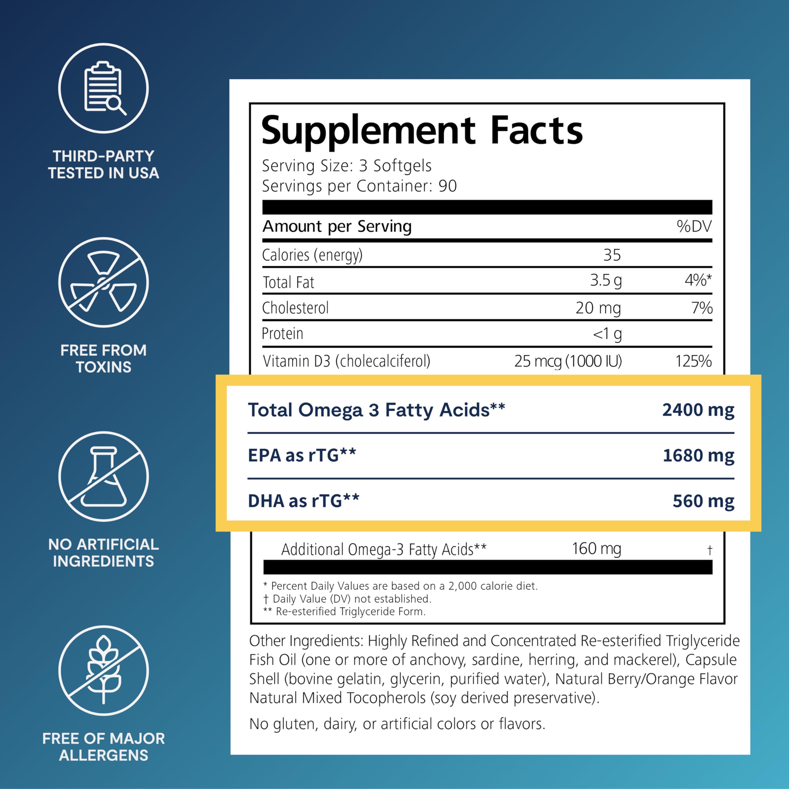 PRN De3 softgels in a blister pack for daily use.