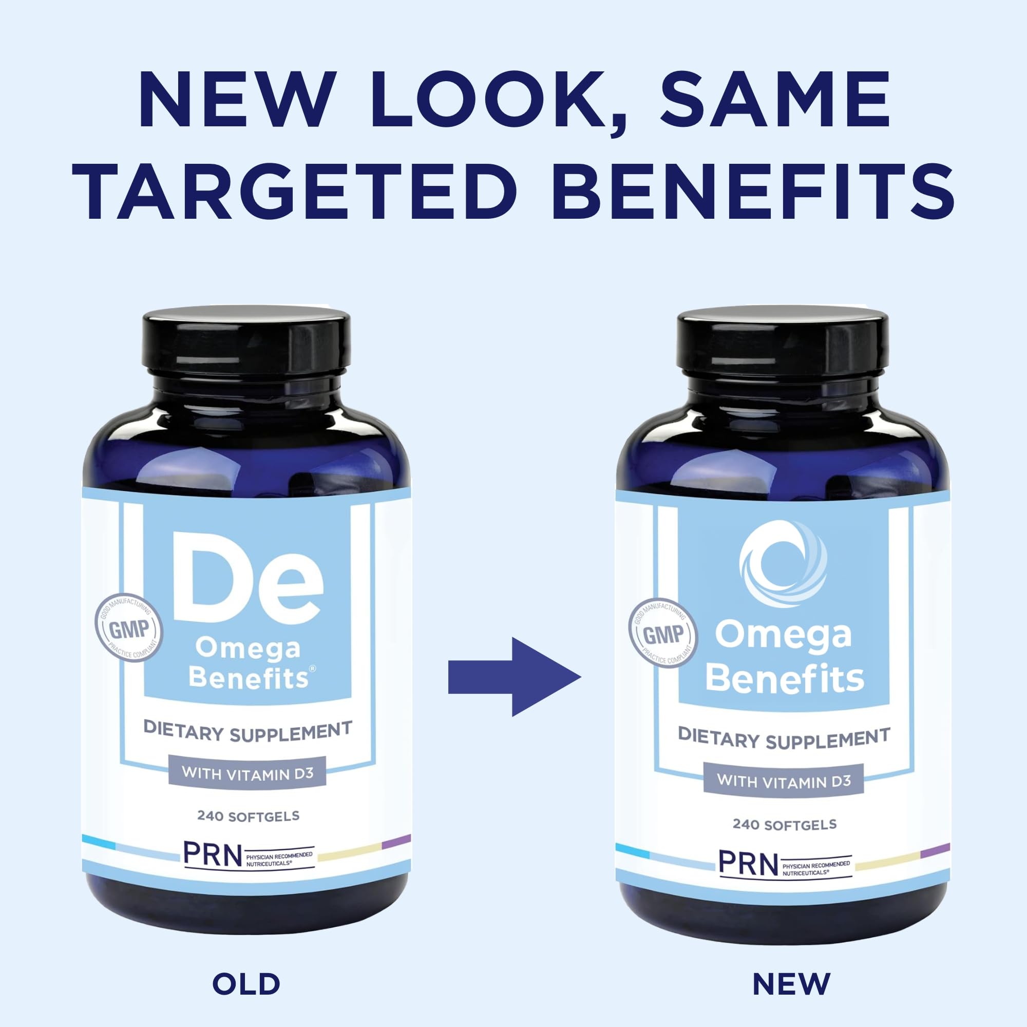 PRN Omega-3 label close-up showing EPA and DHA ratio