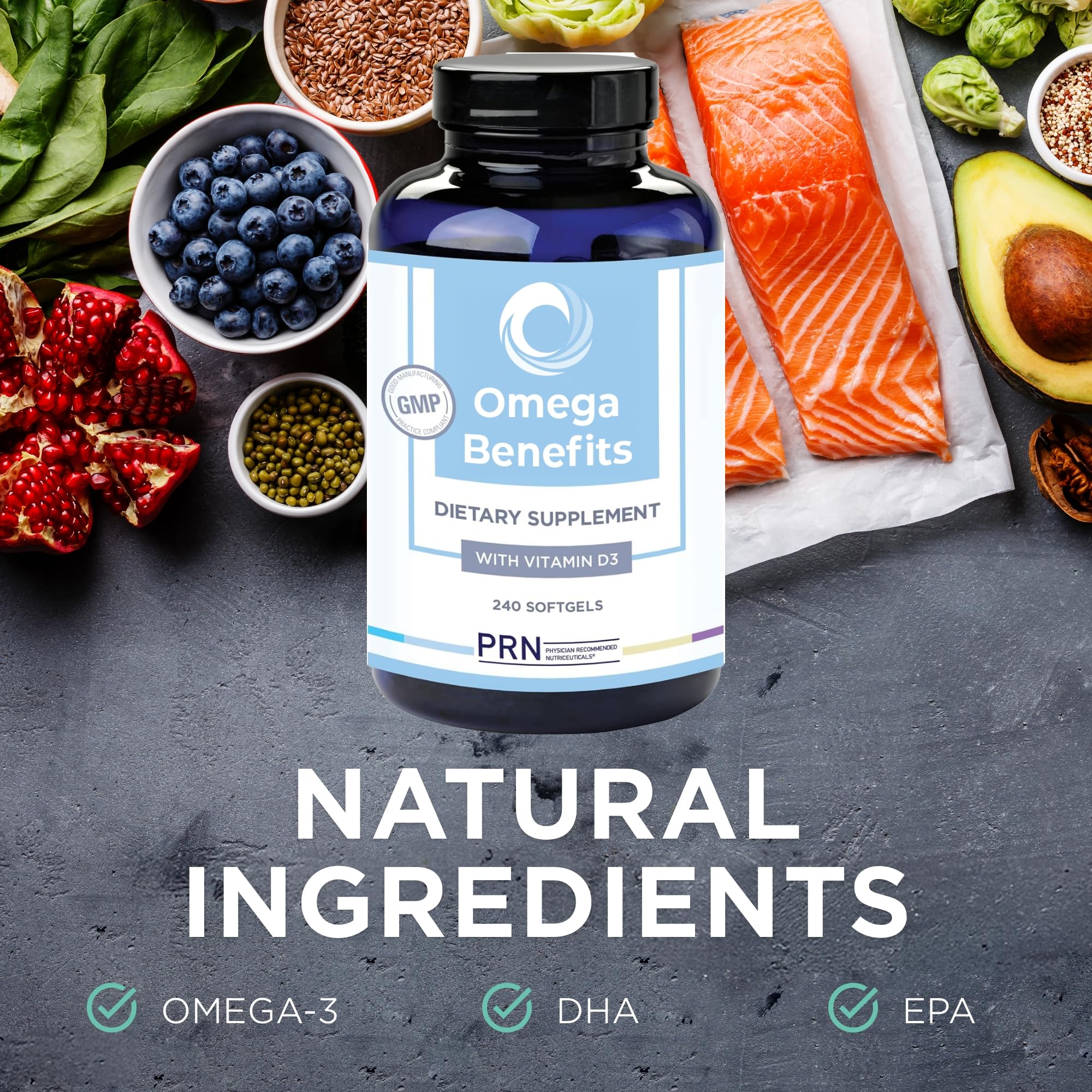 PRN Omega-3 origin in Norway with NSF/cGMP quality badge