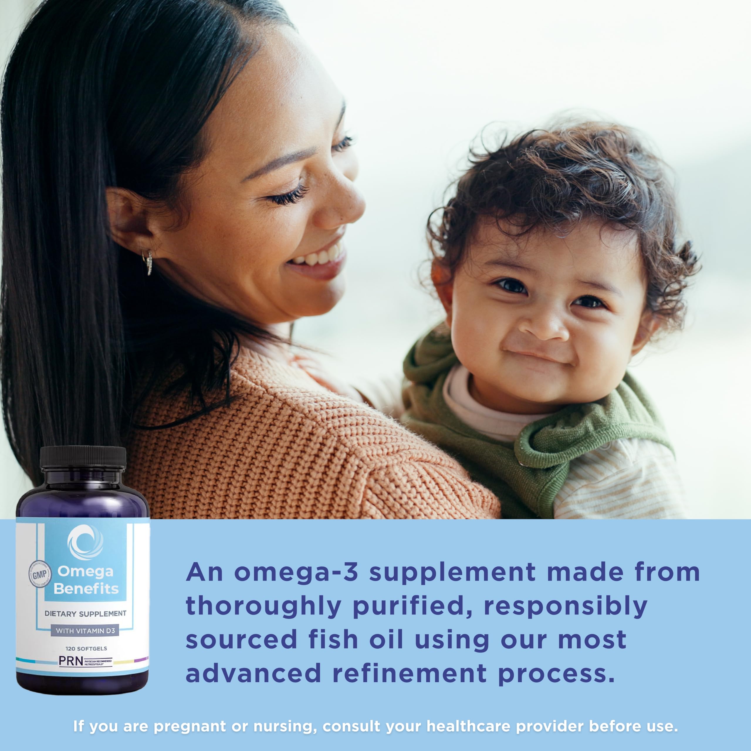 PRN Omega-3 softgels inside bottle for easy daily intake