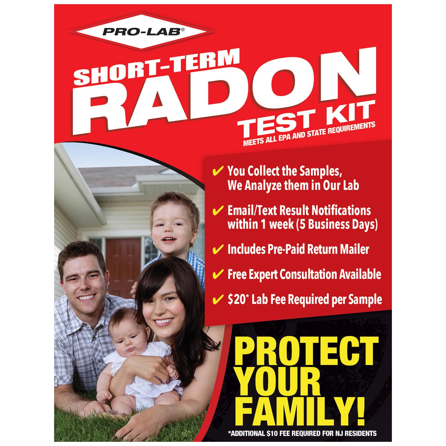 PRO-LAB Radon Test Kit enables quick home screening with detectors.