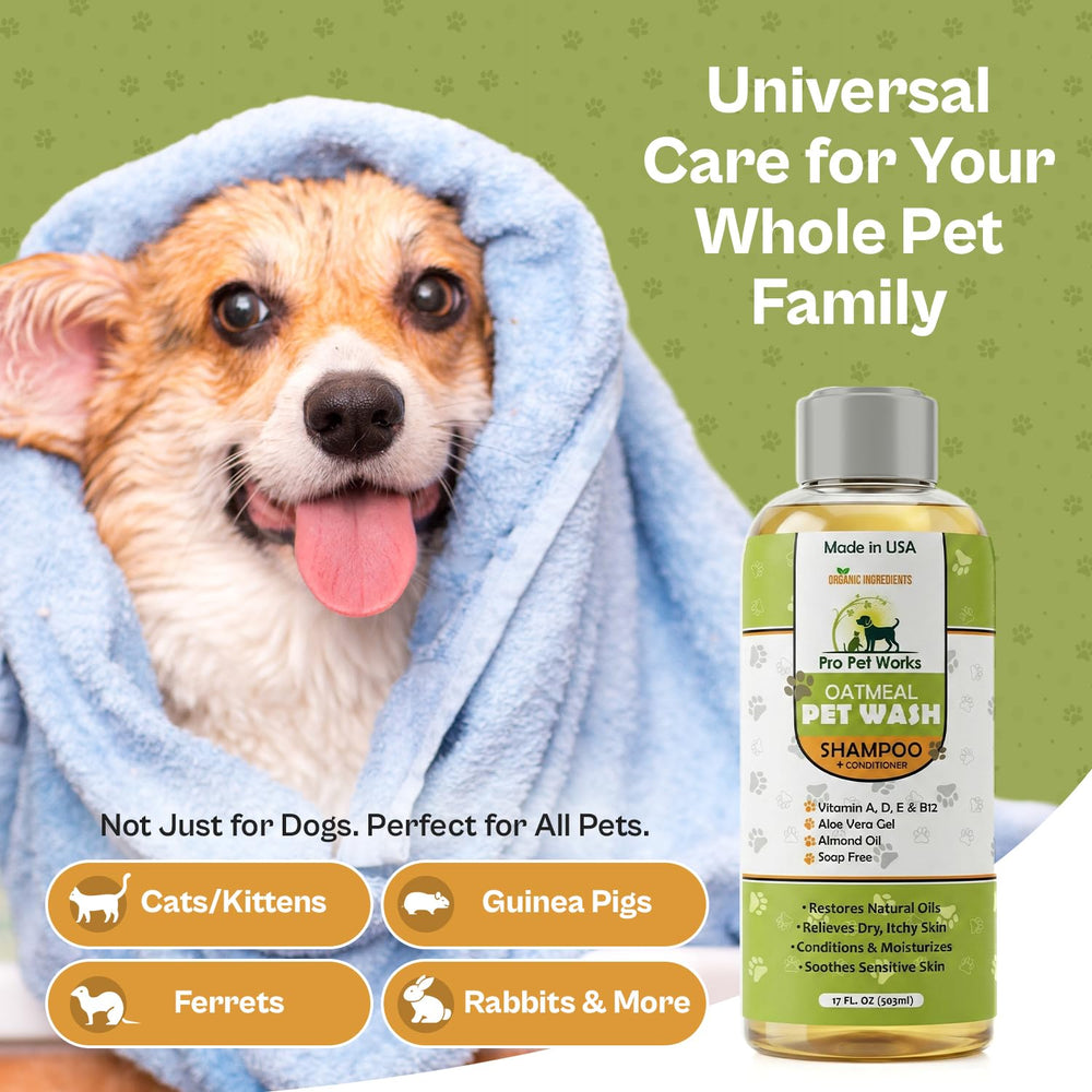 Pro Pet Works cat-safe oatmeal shampoo for gentle brushing routines