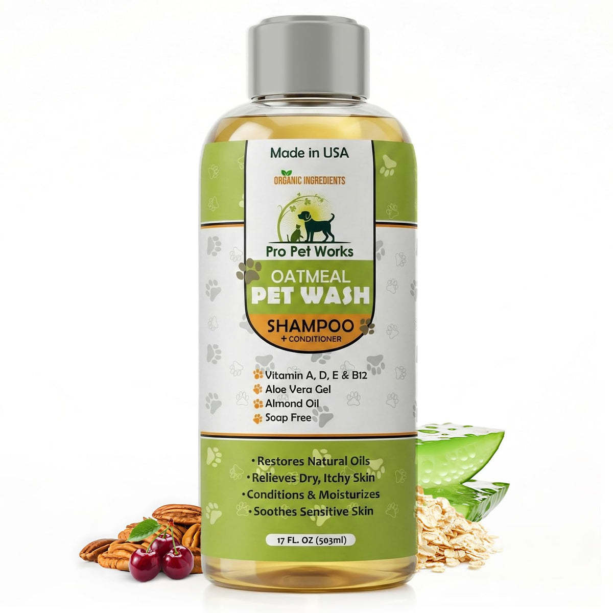 Pro Pet Works Oatmeal Shampoo bottle cleans gently for sensitive dog skin
