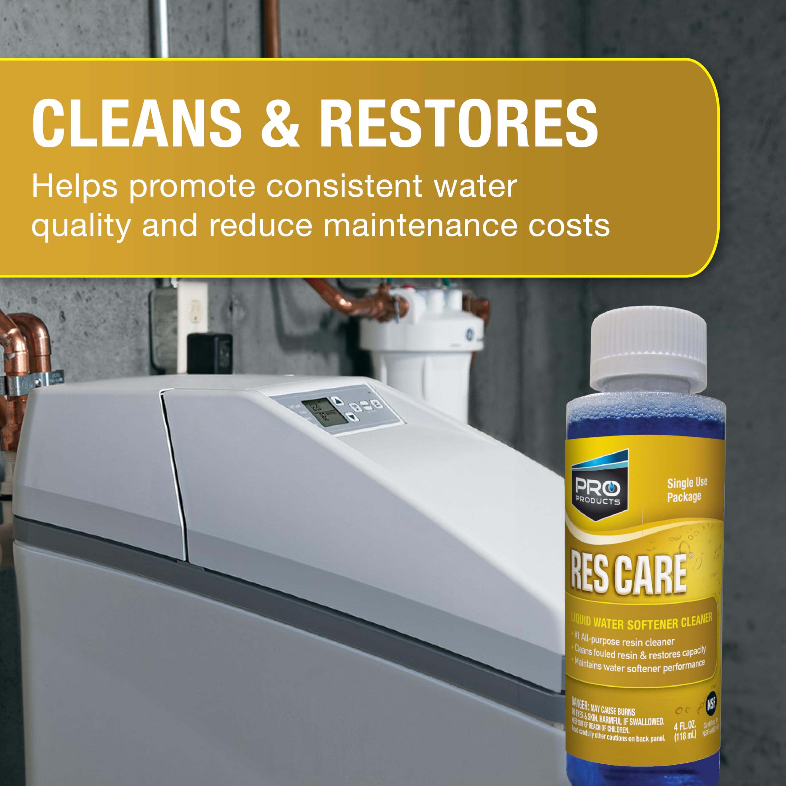 Pro Products Res Care pours into brine well for resin-cleaning action.
