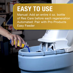 Pro Products Res Care near salt tank, supports ongoing softener cleanliness.