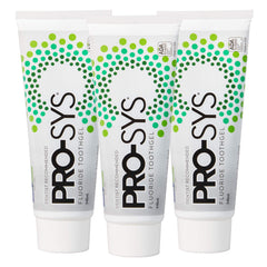 PRO-SYS Mint Fluoride Toothpaste Gel, front view, showcasing mint flavor and cavity prevention potential.