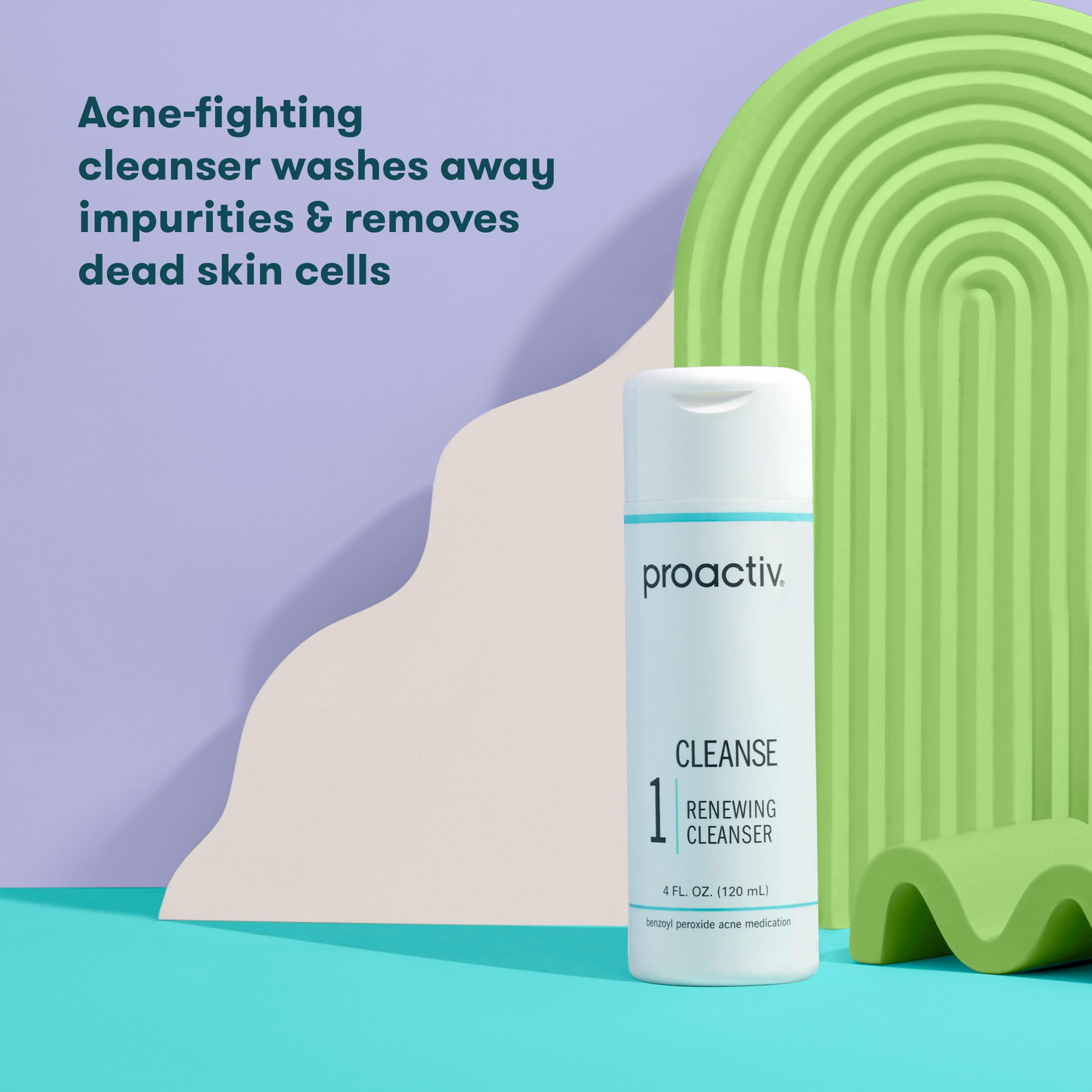 Proactiv Acne Cleanser daily-use photo reinforces teen and adult suitability for acne-prone skin.