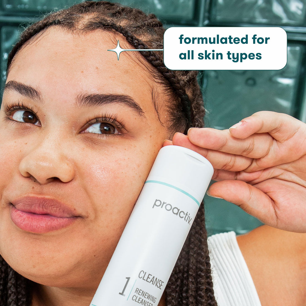 Proactiv Acne Cleanser hyaluronic acid hydration image emphasizes skin moisture during cleansing.