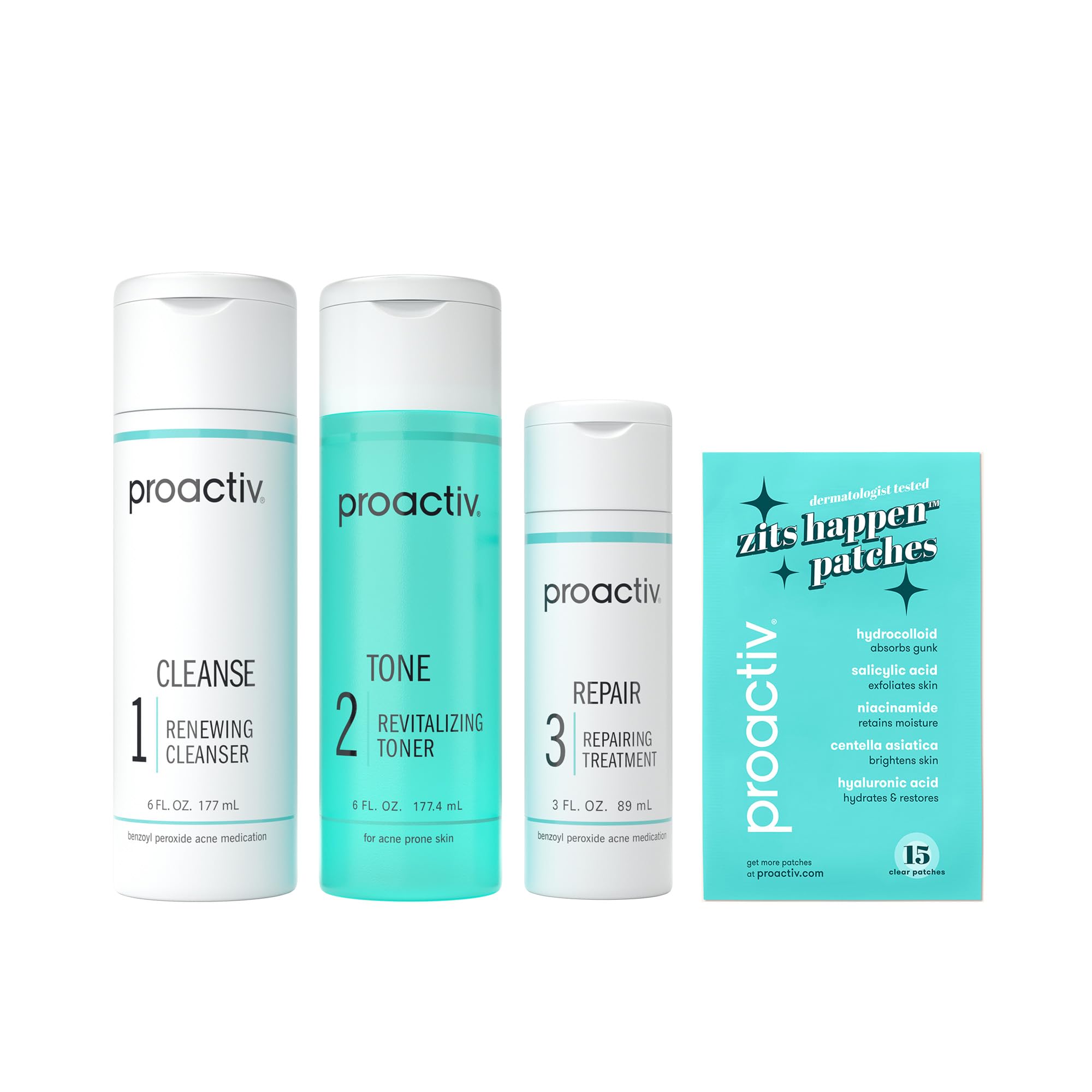 Proactiv Renewing Cleanser bottle demonstrates deep cleansing for acne-prone skin.