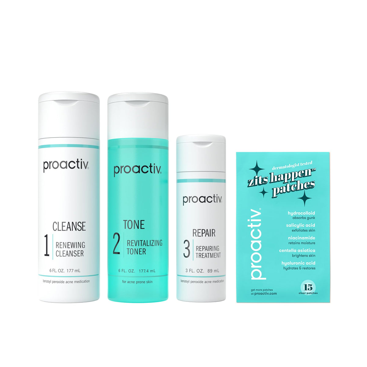 Proactiv Renewing Cleanser bottle demonstrates deep cleansing for acne-prone skin.