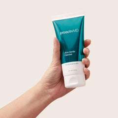 ProactivMD Ultra Gentle Cleanser pump dispenser in use, easy daily application
