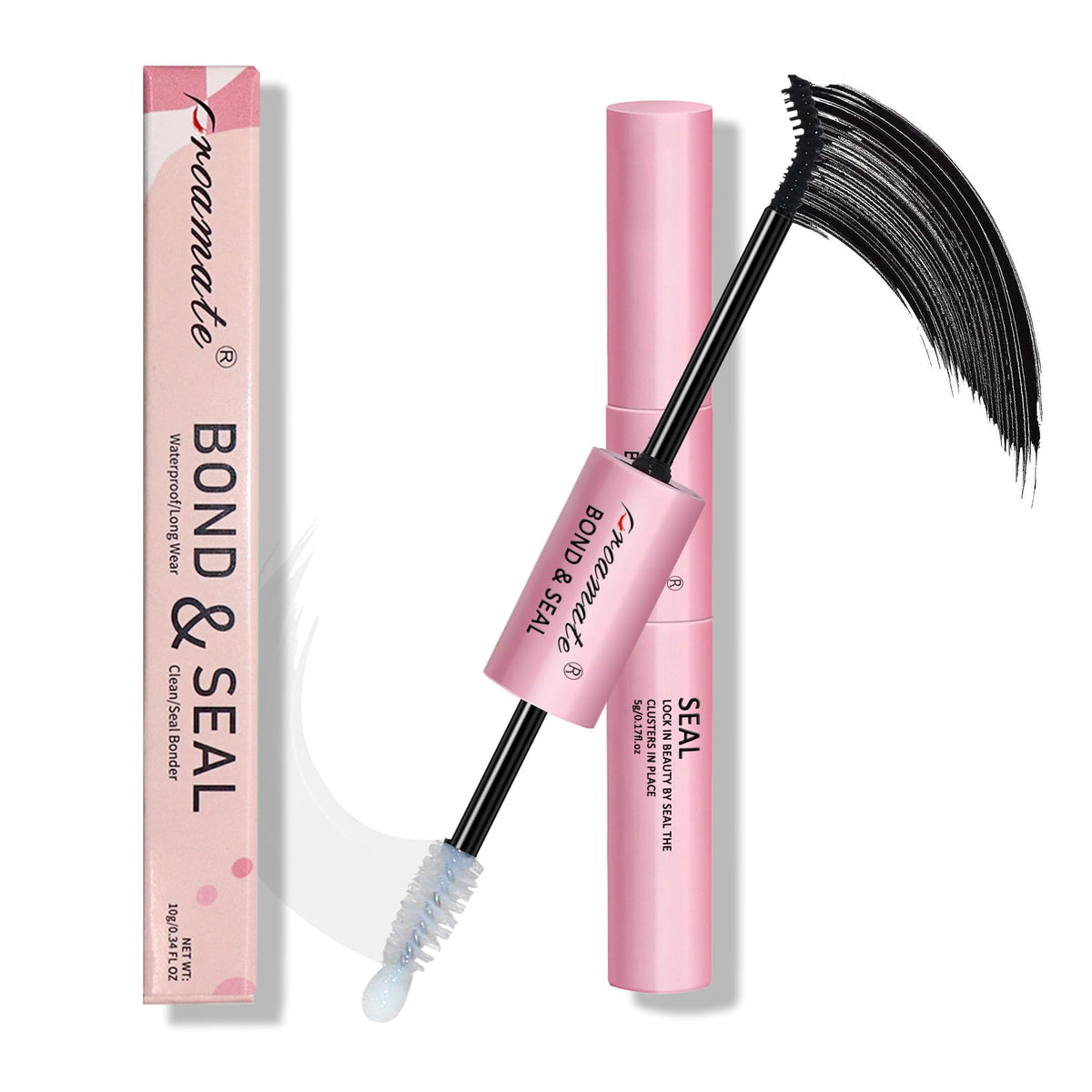 Proamate eyelash glue bottle showing 2in1 bond and seal design for easy application