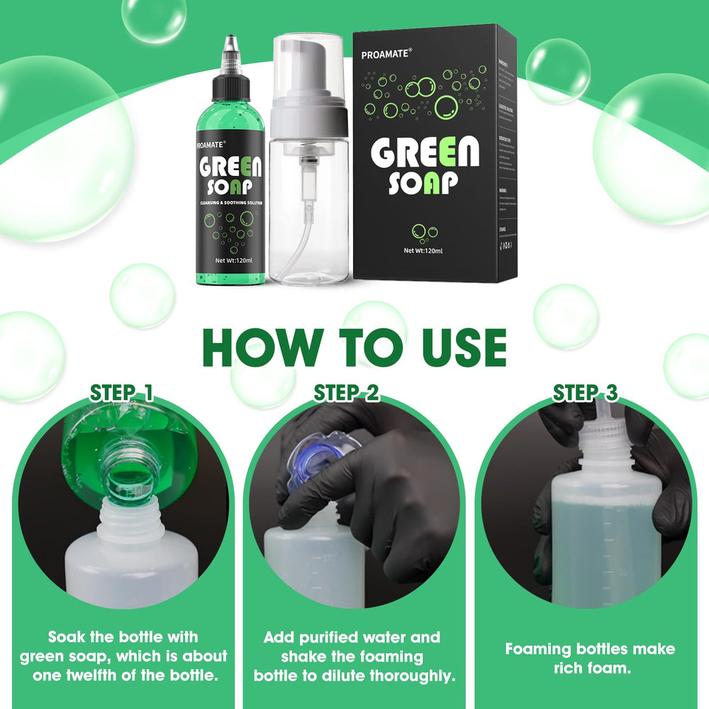Product in use before a tattoo session for prep cleansing.