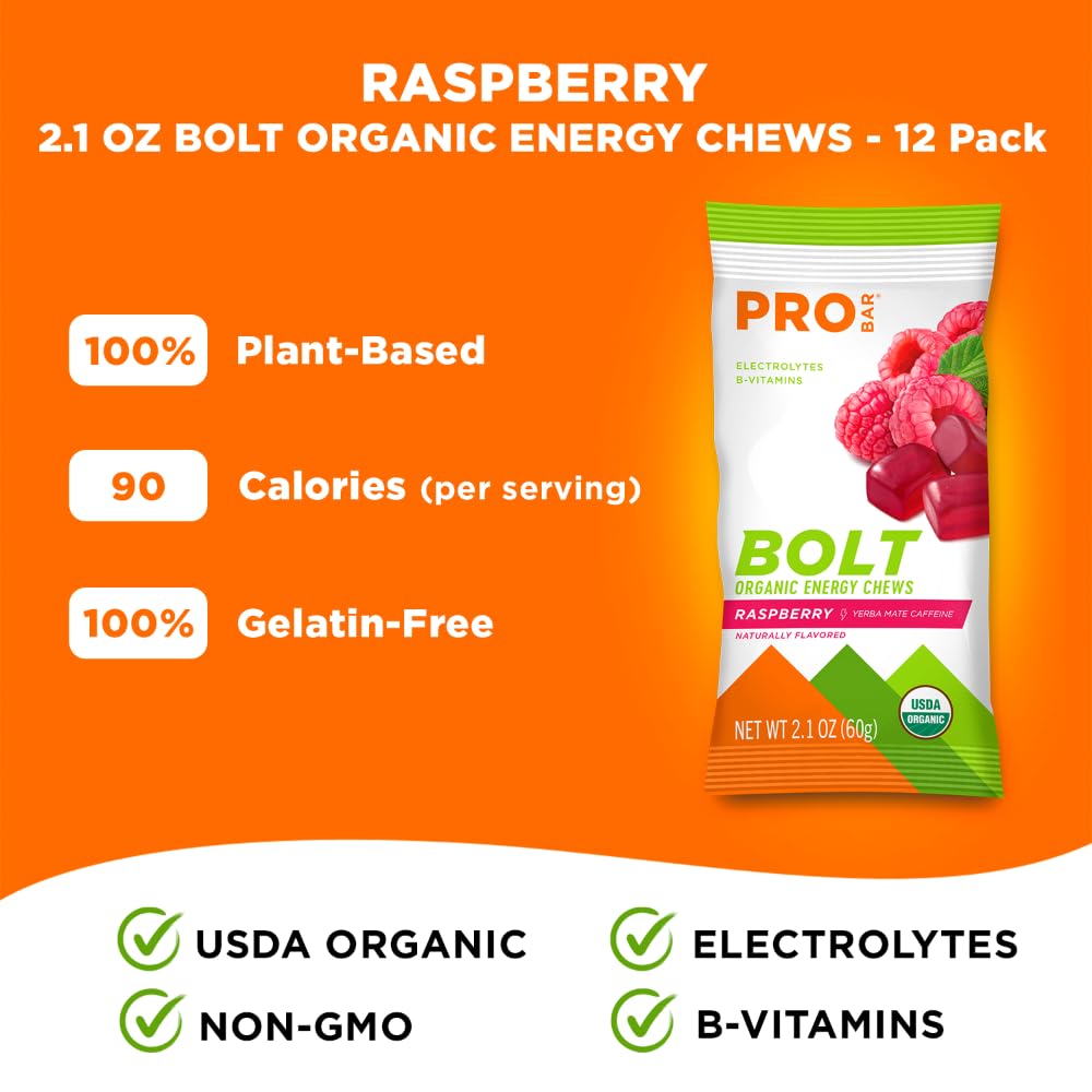 PROBAR BOLT Raspberry chews quick energy during workouts