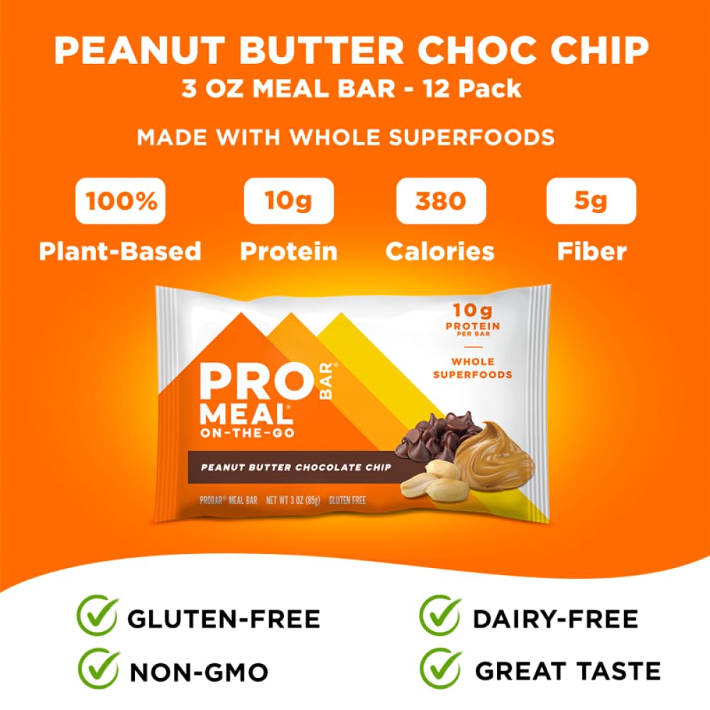 Person enjoying PROBAR Meal Bar Peanut Butter Chocolate Chip during a hike